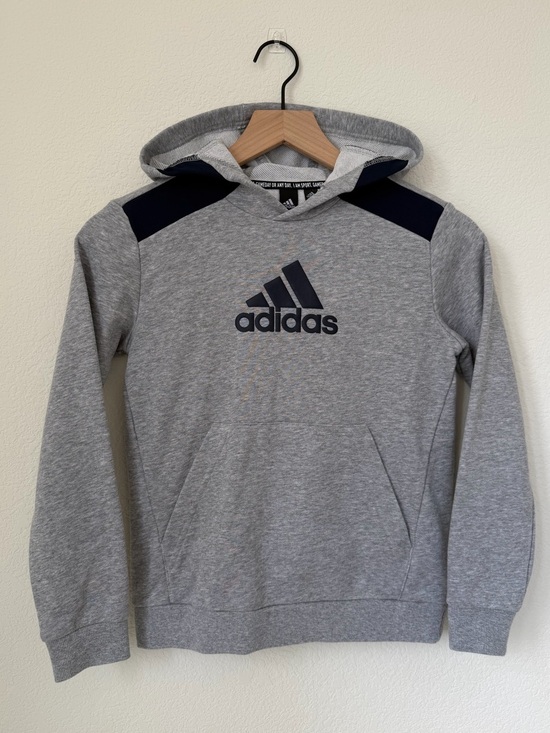adidas Other - Adidas Heather Gray Hoodie with Black Accents, Kids, US Small.